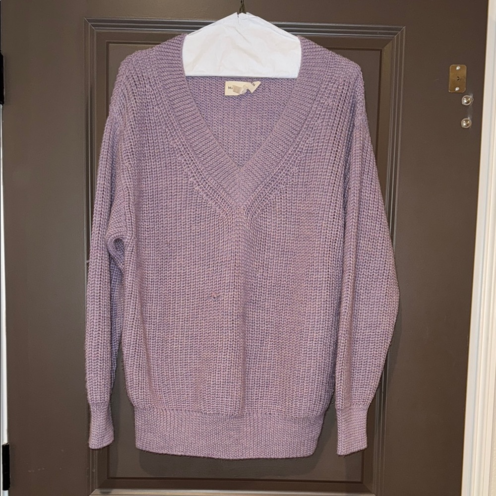Mara Hoffman 100% Baby Alpaca V-Neck Sweater – Lilac Purple